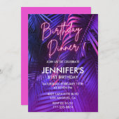 Roze Neon Tropisch Diner 81ste verjaardag Kaart (Voorkant / Achterkant)