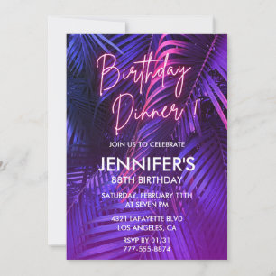 Roze Neon Tropisch Diner 88ste verjaardag Kaart