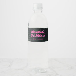 Roze Neon Tropische Vleermuis Mitzvah Party Water  Waterfles Etiket