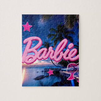 Roze Neon Tropische Zonsondergang Glam Esthetische Legpuzzel