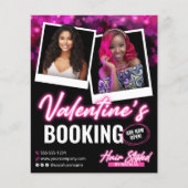 Roze Neon Valentijnsdag Kapperszaak Boekingsfolder Flyer (Voorkant)
