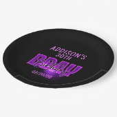 Roze Neon Verjaardag Papieren Bordje (Gekanteld)