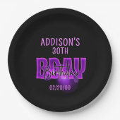 Roze Neon Verjaardag Papieren Bordje (Voorkant)