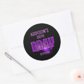Roze Neon Verjaardag Ronde Sticker (Envelop)