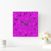 Roze neon vierkante klok (Huis)
