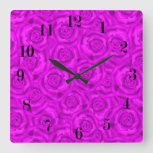 Roze neon vierkante klok