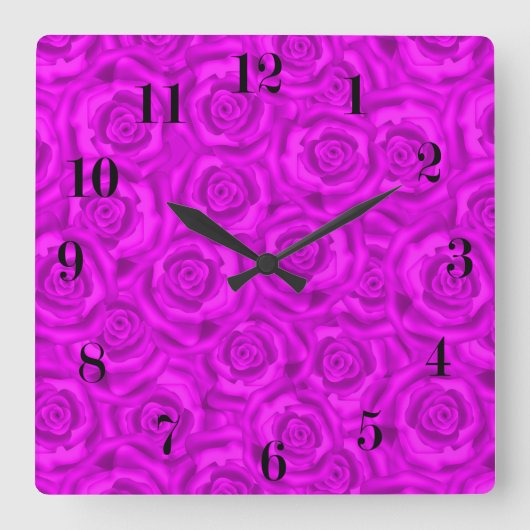 Roze neon vierkante klok (Voorkant)