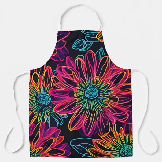 Roze Neon Wildflowers Schort (Voorkant)