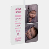 Roze neonatale geboortecijfers metalen ornament (Voorkant Rechts)