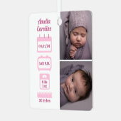 Roze neonatale geboortecijfers metalen ornament (Voorkant links)