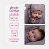 Roze neonatale geboortecijfers metalen ornament (Voorkant)
