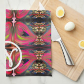 Roze neonharten theedoek (Quarter Fold)