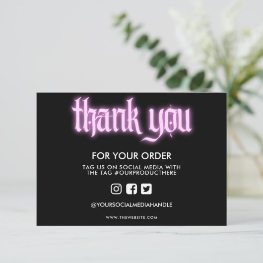 Roze neonteken Dank je mediuminsteken (Staand voorkant)