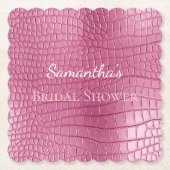 Roze Nep Alligator Dieren Bruiloft Feest Kartonnen Onderzetters (Voorkant)