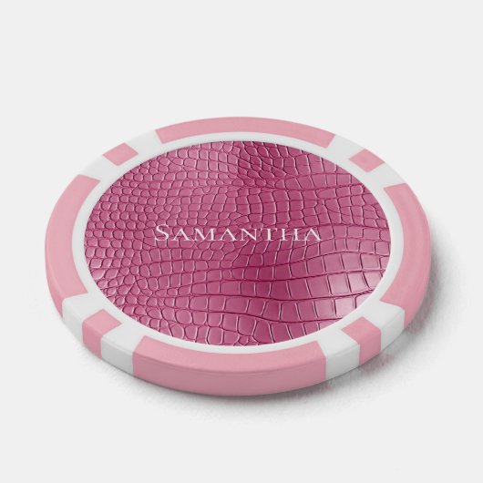 Roze Nep Alligator Dierenprint Poker Chips (Enkel)