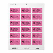 Roze nep glinsterende monogram adreslabels etiket (Full Sheet)