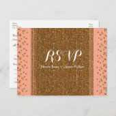 Roze & Nep Glitter Bruiloft RSVP Briefkaart (Voorkant / Achterkant)