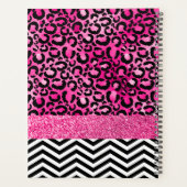 Roze Nep Glitter Luipaardprint Monogram Planner (Achterkant)