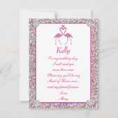 Roze nep glitters flamingo liefde bruidsmeisje kaa kaart (Voorkant)