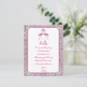 Roze nep glitters flamingo liefde bruidsmeisje kaa kaart (Staand voorkant)
