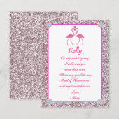 Roze nep glitters flamingo liefde bruidsmeisje kaa kaart (Voorkant / Achterkant)