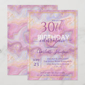 Roze nep goud glitters agaat verjaardag voor elke  kaart (Voorkant / Achterkant)