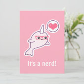 Roze nerd Narwhal Baby Shower Invitaties Kaart (Staand voorkant)
