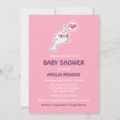 Roze nerd Narwhal Baby Shower Invitaties Kaart (Achterkant)