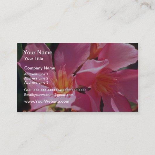 Roze Nerium Oleander bloemen Visitekaartje (Voorkant)