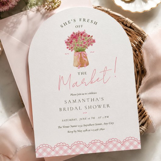 Roze net van de markt boog bruidsdouche kaart