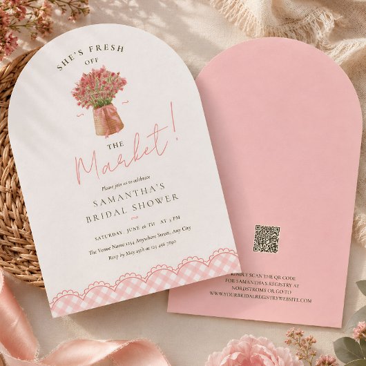 Roze net van de markt boog bruidsdouche kaart