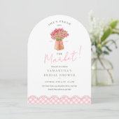 Roze net van de markt boog bruidsdouche kaart (Staand voorkant)