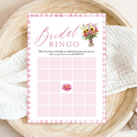 Roze 'Net Van De Markt' Bruiloftsshower Bingo Spel Kaart