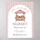 Roze Net van de markt Landelijke Bruidsdouche Poster (Voorkant)