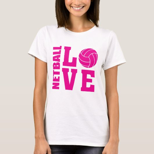 Roze netball Love, Netball T-shirt (Voorkant)