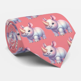 Roze neushoorn Rhinos Kawaii Schattigee Stropdas