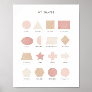 Roze Neutrale vormen Onderwijs Classroom Decor Poster