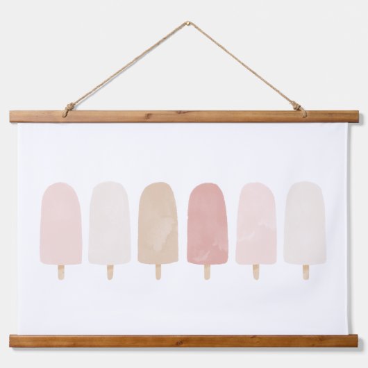 Roze Neutrale Waterverf Popsicle Girls Room Hangend Wandkleed (Voorkant)