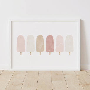 Roze Neutrale Waterverf Popsicle Girls Room Poster