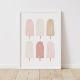 Roze Neutrale Waterverf Popsicle Girls Room Poster