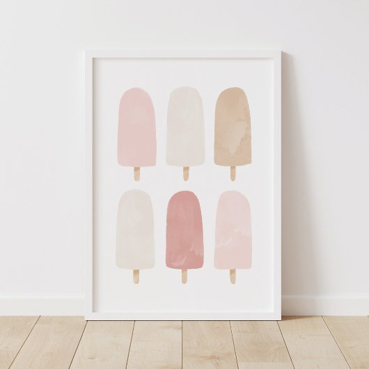 Roze Neutrale Waterverf Popsicle Girls Room Poster