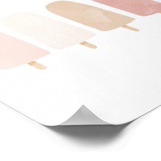 Roze Neutrale Waterverf Popsicle Meisjeskamer Post Poster (Hoek)