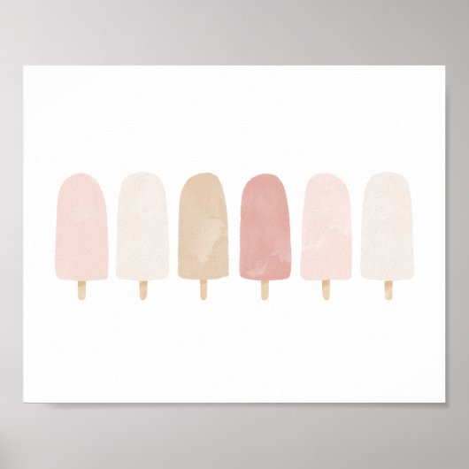 Roze Neutrale Waterverf Popsicle Meisjeskamer Post Poster (Voorkant)
