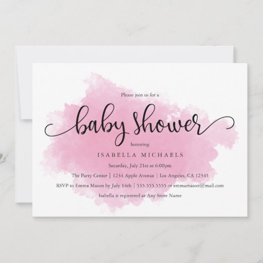 roze nevel | uitnodiging tot baby shower (Voorkant)