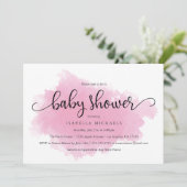 roze nevel | uitnodiging tot baby shower (Staand voorkant)