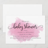 roze nevel | uitnodiging tot baby shower (Voorkant / Achterkant)