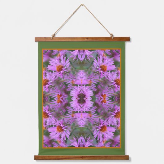 Roze New England Aster Flowers Abstract Hangend Wandkleed (Voorkant)