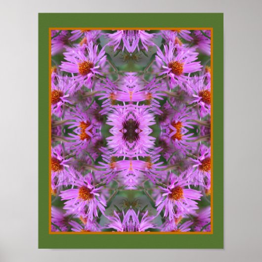 Roze New England Aster Flowers Abstract Poster (Voorkant)