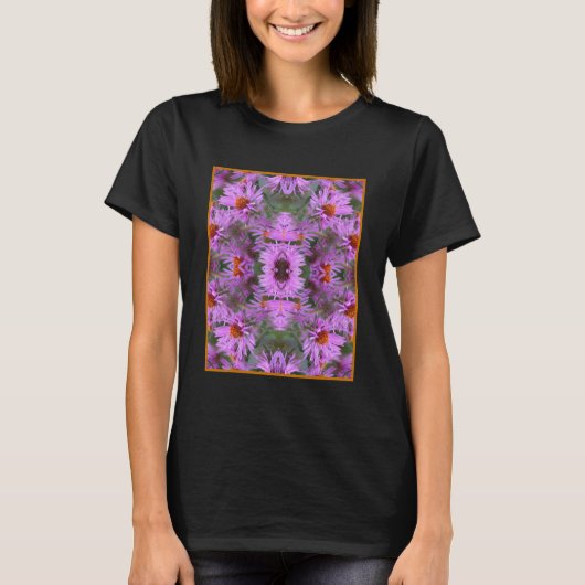 Roze New England Aster Flowers Abstract T-shirt (Voorkant)