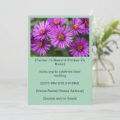 Roze New England Asters Bruiloft Kaart (Staand voorkant)